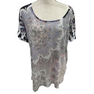 JM Collection Womens Multi-Color Printed Top XL